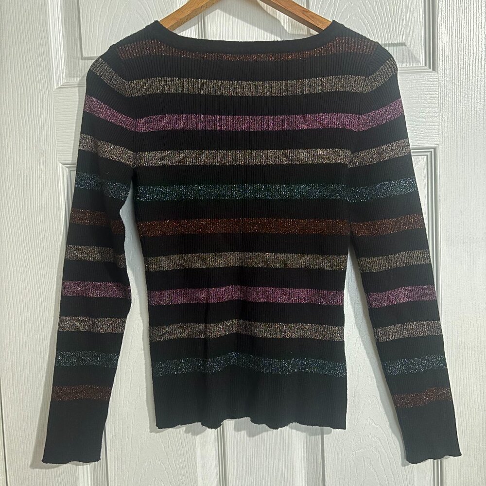Vero Moda Black Glitter Striped Sweater - Picture 2 of 3